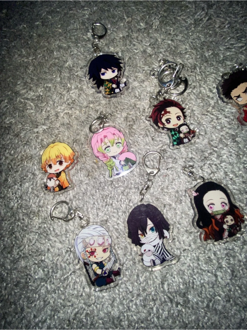 Anime Character Keychain Set - Pink, Black, Yellow & Multicolor Charms